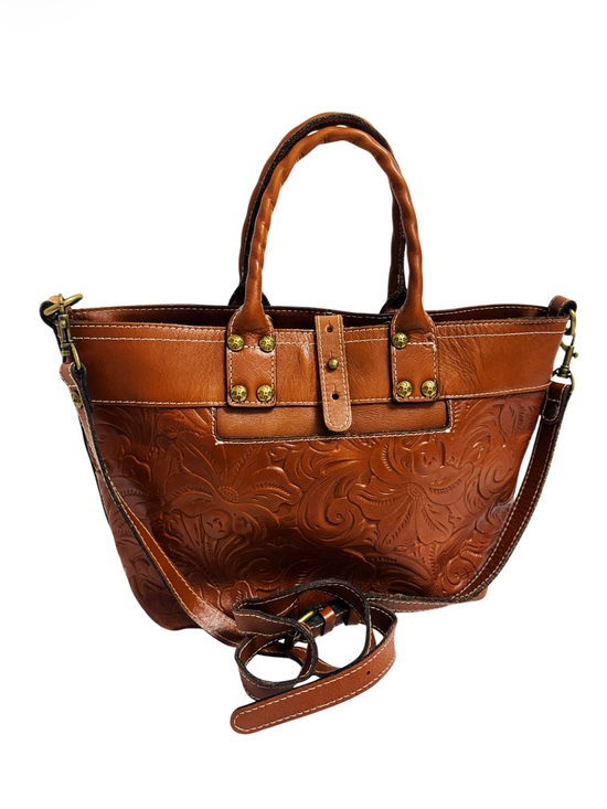 Patricia Nash Handbags - Patricia Nash Analia crossbody tote bag, brown leather, intricate floral tooling